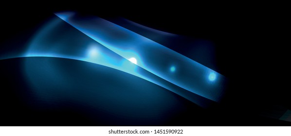 Dark background with neon color waves, vector design template