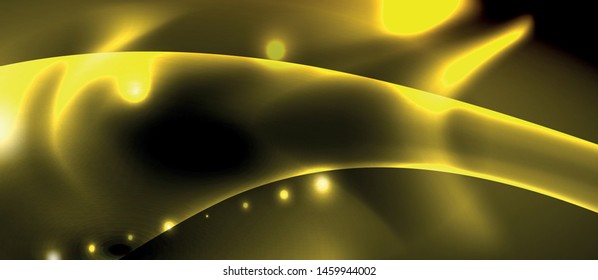 Dark background with neon color waves, vector design template