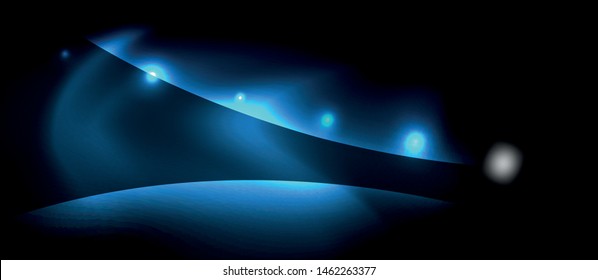 Fundo escuro com ondas de cor neon, modelo de design vetorial