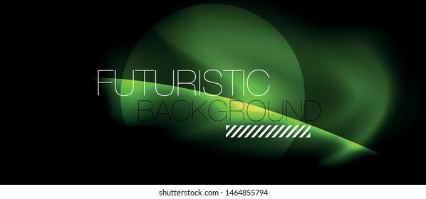 Dark background with neon color waves, vector design template