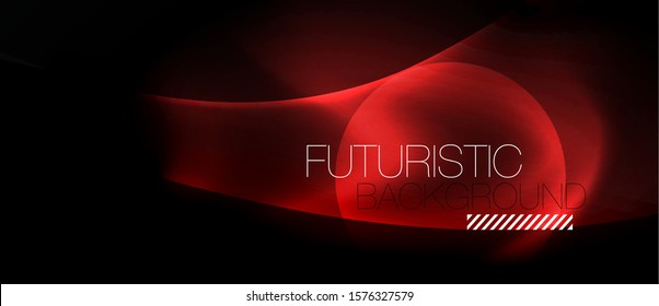 Dark background with neon color waves, vector design template
