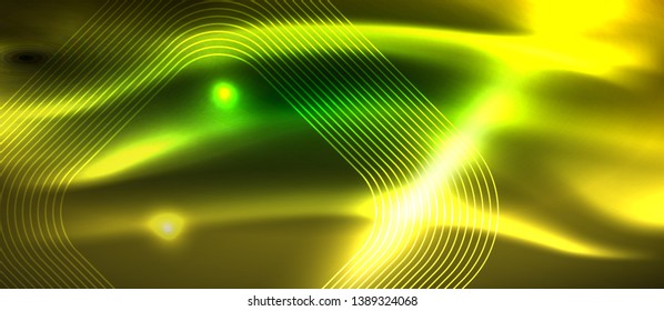 Dark background with neon glowing elements, shiny motion concept, vector