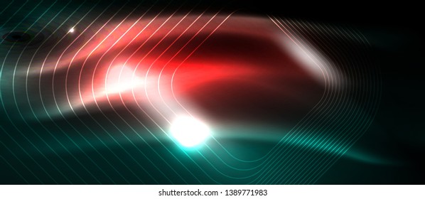 Dark background with neon glowing elements, shiny motion concept, vector