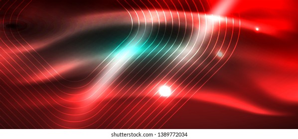 Dark background with neon glowing elements, shiny motion concept, vector