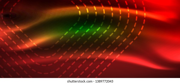 Dark background with neon glowing elements, shiny motion concept, vector