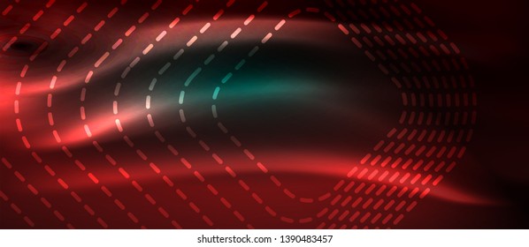 Dark background with neon glowing elements, shiny motion concept, vector