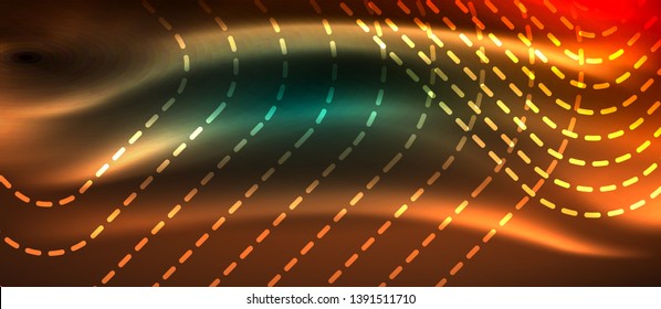 Dark background with neon glowing elements, shiny motion concept, vector