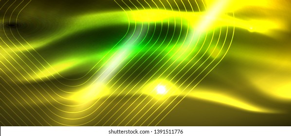 Dark background with neon glowing elements, shiny motion concept, vector