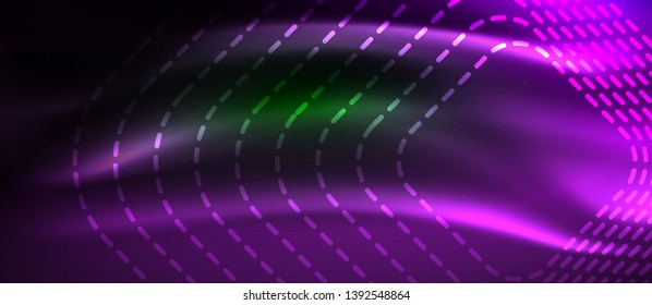 Dark background with neon glowing elements, shiny motion concept, vector