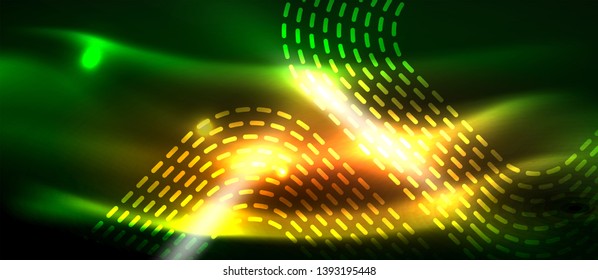 Fondo oscuro con elementos neones brillantes, concepto de movimiento brillante, vector