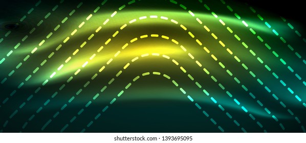 Dark background with neon glowing elements, shiny motion concept, vector