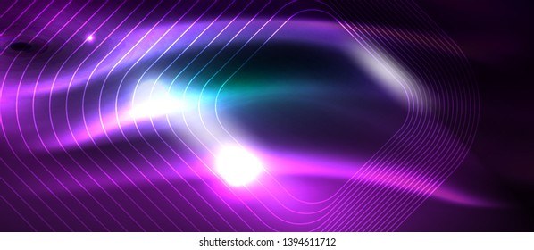 Dark background with neon glowing elements, shiny motion concept, vector