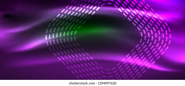 Dark background with neon glowing elements, shiny motion concept, vector