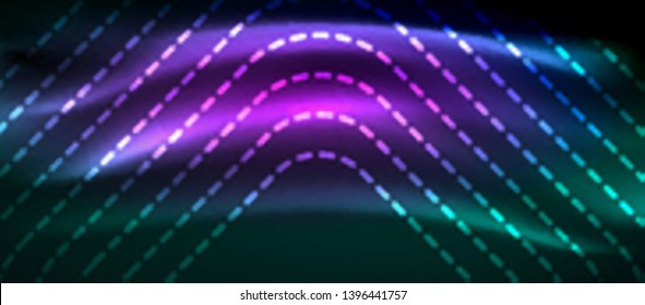Dark background with neon glowing elements, shiny motion concept, vector