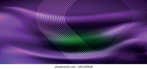 Dark background with neon glowing elements, shiny motion concept, vector