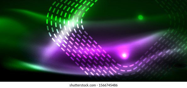 Fondo oscuro con elementos neones brillantes, concepto de movimiento brillante, vector