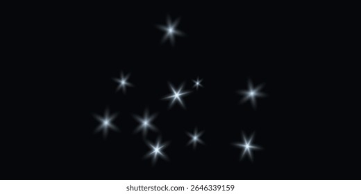  um fundo escuro com nove estrelas brancas brilhantes formando uma configuração semelhante a uma constelação.