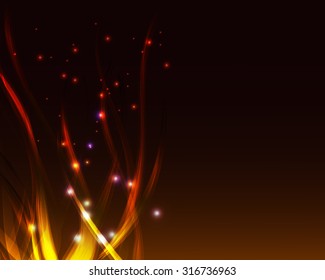 Dark  background with orange flames and sparks vector