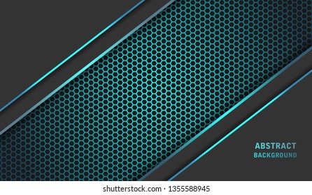 Dark background overlap layer combination with line and blue hexagon pattern