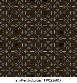 Dark background pattern with geometric ornament on a black background, wallpaper. Seamless pattern, texture. Vector illustration
