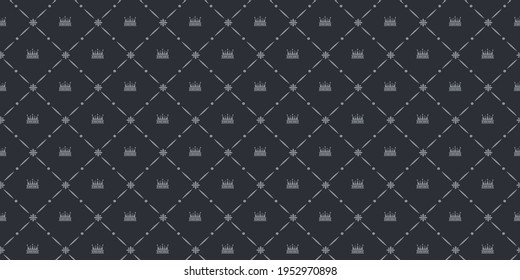 Dark background pattern with simple decorative ornaments on a black background, wallpaper, Vintage. Seamless pattern, texture for your design. Vector graphics 