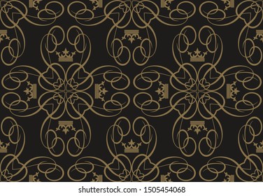 Dark background pattern - wallpaper . Background image in vintage style. Damask seamless pattern. Vector illustration