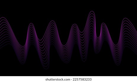 Dark background with Pink Black wave lines. Flowing waves design Abstract digital equalizer sound wave. Pink Line Vector illustration for tech futuristic innovation concept background Graphic design