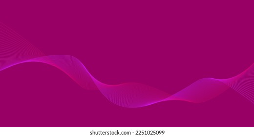Dark background Pink wave lines Flowing waves Abstract digital equalizer sound wave. Flow. Line Vector illustration for tech futuristic innovation concept Purple Violet background Graphic design Curve