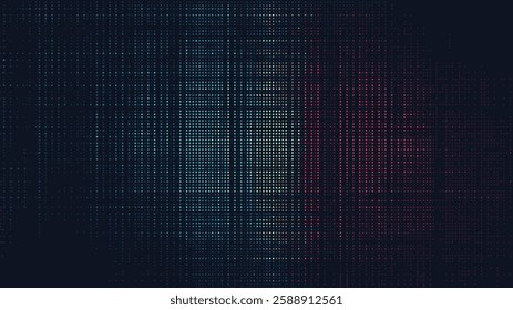 A dark background with pixelated dots. pixel art pattern. abstract design of retro digital technology. cyberpunk style. tech wallpaper. vector graphics.