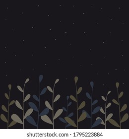 dark background with plants and stars