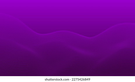 Dark background Purple Violet wave lines. Flowing waves design Abstract digital wave. Flow. Line Vector illustration for tech futuristic innovation concept modern Background Graphic design Space Hills