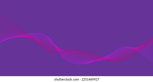 Dark background Purple wave lines Flowing waves Abstract digital equalizer sound wave. Flow. Line Vector illustration for tech futuristic innovation concept Pink Violet background Graphic design Curve