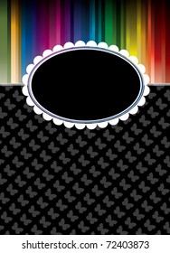dark background with rainbow on top,  big label and butterfly