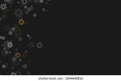 fondo oscuro, vector de ilustración de engranajes tecno aleatorio minimalista para, logotipo, tarjeta, banner, web e impresión.