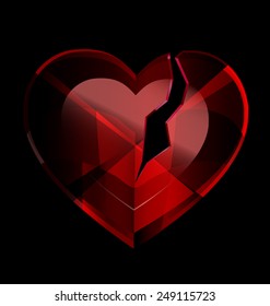 a dark background and the dark red heart-crystal