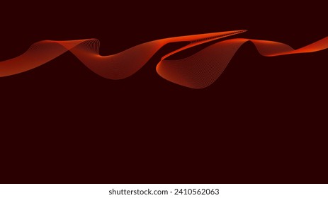 Fondo oscuro Rojo Orange líneas curvadas Diseño de ondas flotantes Ecualizador digital abstracto. Ilustración del vector de línea de flujo de onda para el concepto de innovación tecnológica futurista fondo rojo Diseño gráfico. Tirar