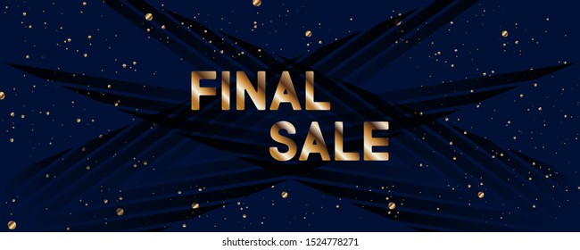 Dark background Sale Black Friday gold red inscription banner. Gold sparkles on a black background