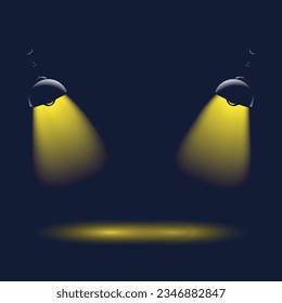 Dark background with sample lamps yellow light