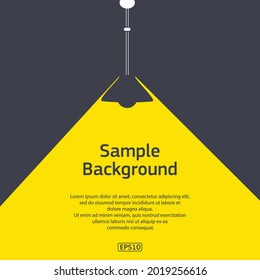 Dark background with sample text and lamp yellow light