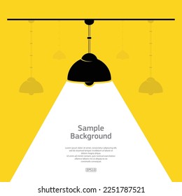 Dark background with sample text and lamp yellow light