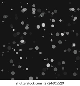 Fondo oscuro con círculos translúcidos blancos y grises claros dispersos bokeh abstracto