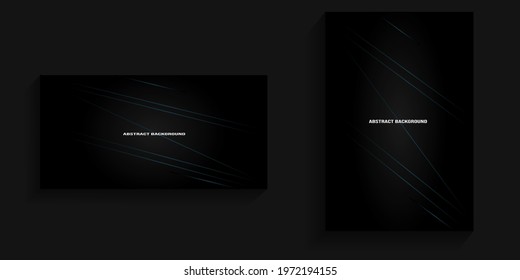 Dark background set with abstract blue lines in the middle for banners, card backgrounds, covers, social media backgrounds