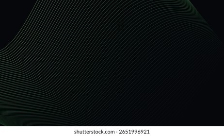 Dark Background with Smooth Green Curve Line Pattern for Futuristic, Elegant, and Tech-Inspired Design