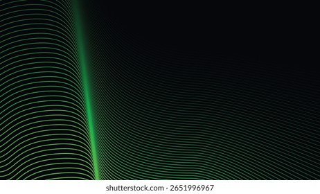 Dark Background with Smooth Green Curve Line Pattern for Futuristic, Elegant, and Tech-Inspired Design