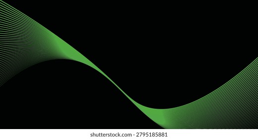 Dark Background with Smooth Green Curve Line Pattern for Futuristic, Elegant, and Tech-Inspired Design