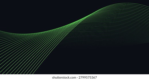 Dark Background with Smooth Green Curve Line Pattern for Futuristic, Elegant, and Tech-Inspired Design