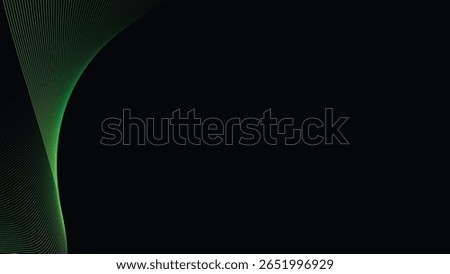 Dark Background with Smooth Green Curve Line Pattern for Futuristic, Elegant, and Tech-Inspired Design