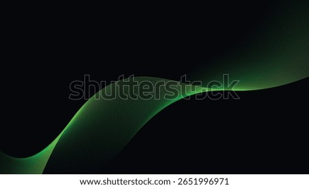 Dark Background with Smooth Green Curve Line Pattern for Futuristic, Elegant, and Tech-Inspired Design