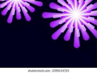 Dark background with snowflakes and colorful fireworks, holiday poster, postcard for the holiday, for the New Year. Vector illustration.