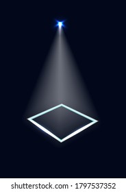 Dark background with a spotlight and a frame of light. Vector.